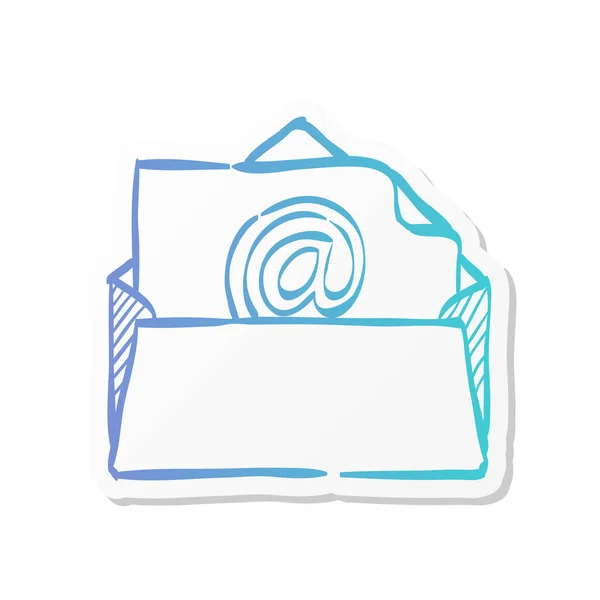 电子邮件图标在贴纸的颜色风格 打开信封 — 图库矢量图片