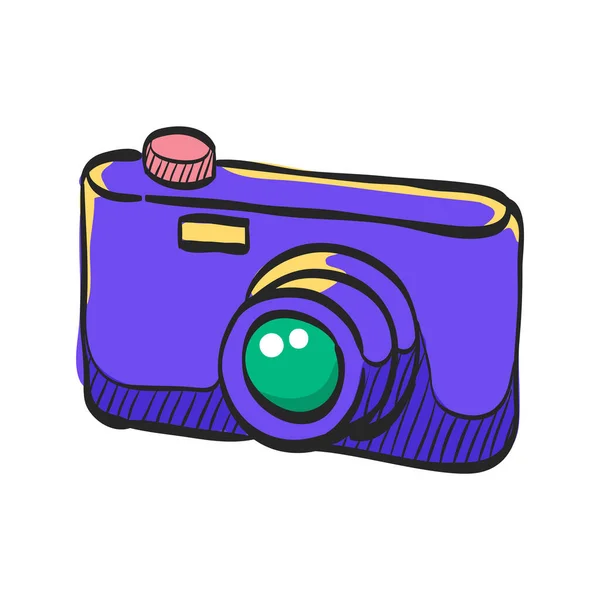 Icono Cámara Dibujo Color Fotografía Digital Instantánea — Vector de stock