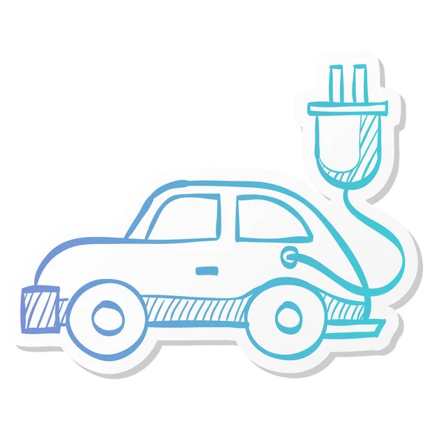 Electric Car Icon Sticker Color Style Vehicle Environment — Stock Vector