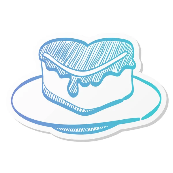 Hochzeitstorte Symbol Stickerfarbe Stil Romantisches Party Dessert — Stockvektor