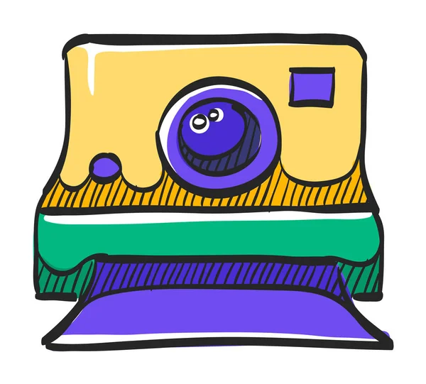 Icono Cámara Instantánea Dibujo Color Fotografía Retro Vintage Foto Película — Vector de stock