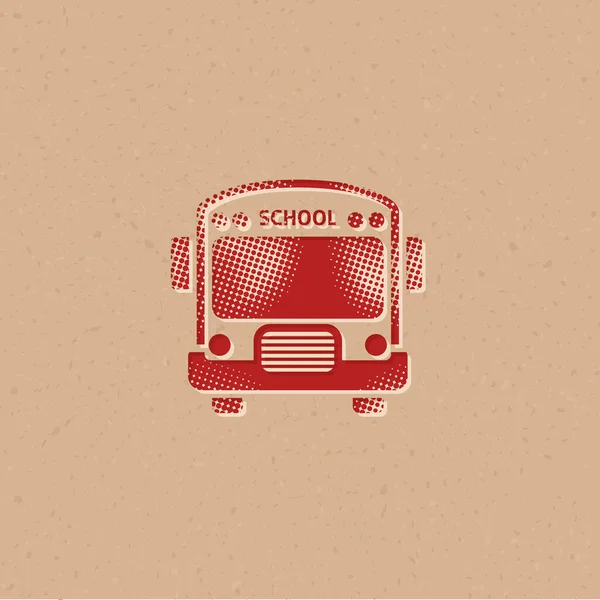 Icône Bus Scolaire Demi Teinte Illustration Vectorielle Fond Grunge — Image vectorielle