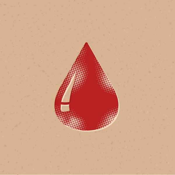 Blood Drop Icon Halftone Style Grunge Background Vector Illustration — Stock Vector