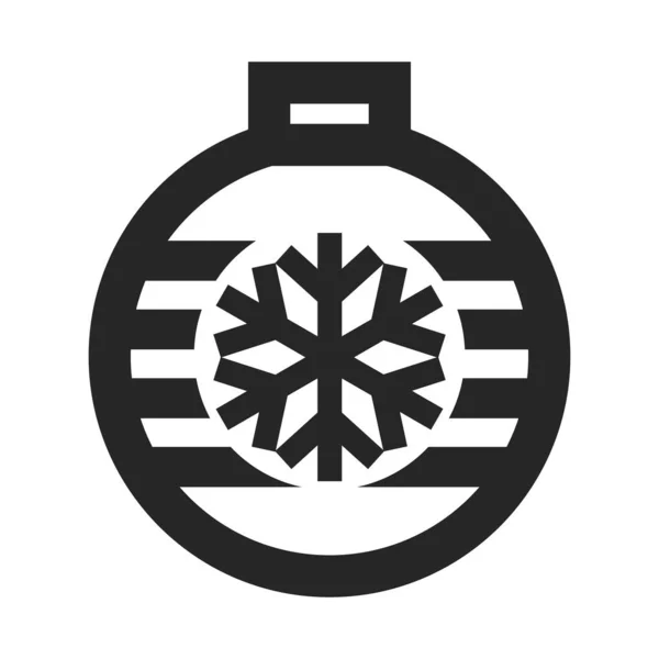 Weihnachtskugel Ikone Dicken Umriss Stil Schwarz Weiße Monochrome Vektorillustration — Stockvektor