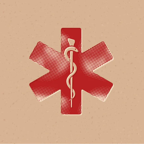 Icono Símbolo Médico Estilo Semitono Grunge Fondo Vector Ilustración — Vector de stock