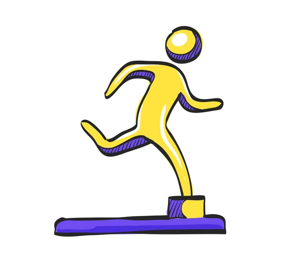 Icône Trophée Athlétique Dessin Couleur Course Pied Triathlon Décathlon Compétition — Image vectorielle
