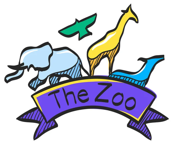 Ikona Brány Zoo Barevném Nákresu Animal Park Džungle Safari — Stockový vektor