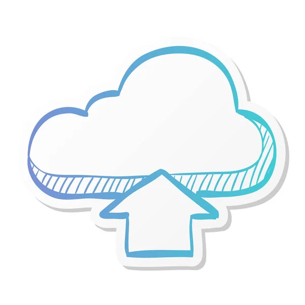 Cloud Upload Symbol Sticker Farbstil — Stockvektor