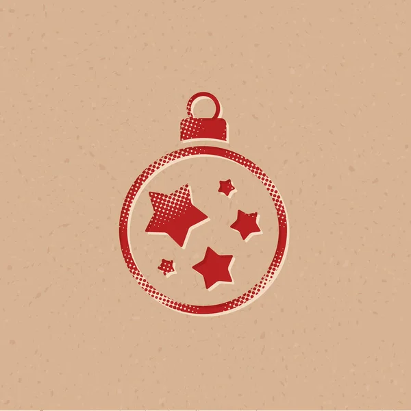 Icono Bola Navidad Estilo Semitono Grunge Fondo Vector Ilustración — Archivo Imágenes Vectoriales