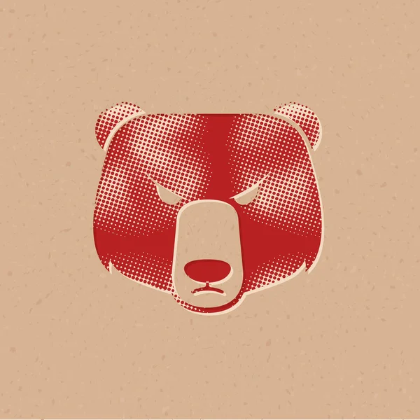 Ikona Niedźwiedzia Stylu Półtonowym Grunge Tło Wektor Ilustracja — Wektor stockowy
