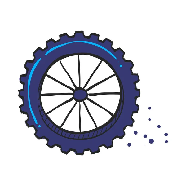 摩托车轮胎图标在彩绘 摩托车车轮越野运输 — 图库矢量图片