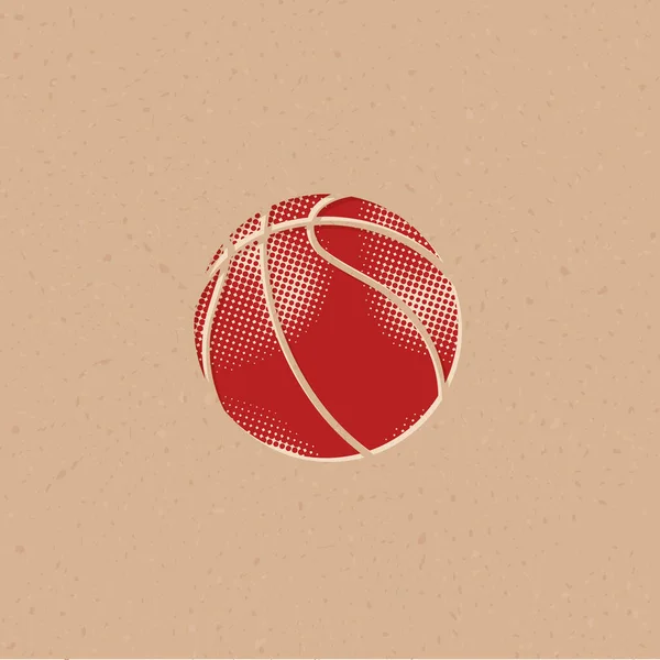 Ícone Bola Basquete Estilo Meio Tom Grunge Fundo Vetor Ilustração —  Vetores de Stock