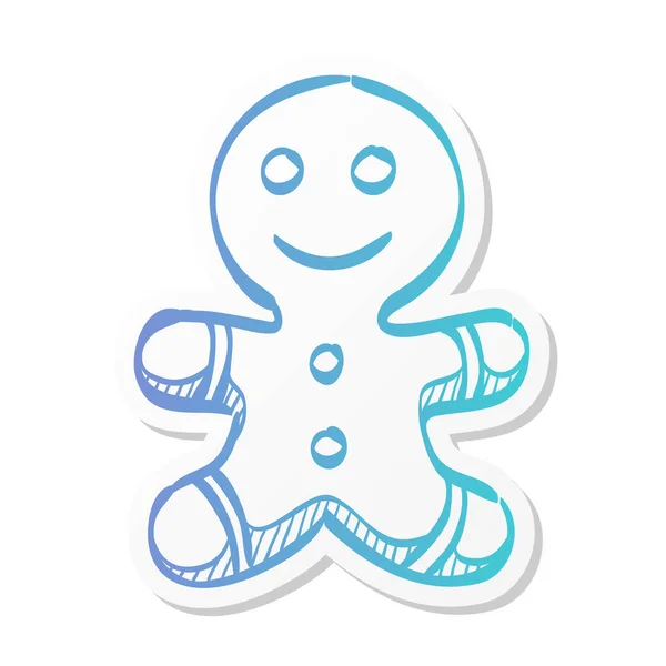 Gingerman Symbol Stickerfarbenstil Lebensmittel Snack Kuchen Lebkuchen Braun — Stockvektor