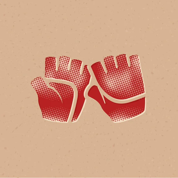 Guantes Deportivos Icono Estilo Semitono Grunge Fondo Vector Ilustración — Vector de stock