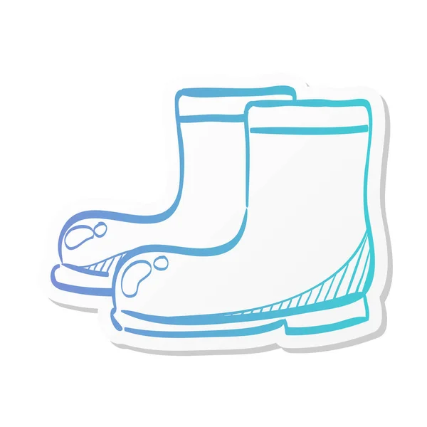 Wet Boots Icon Sticker Color Style Rain Season Weather Protection — Stock Vector