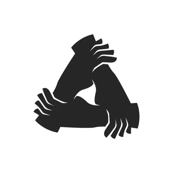 Ícone Mãos Preto Branco Conceito Trabalho Equipa Ilustração Vetorial — Vetor de Stock