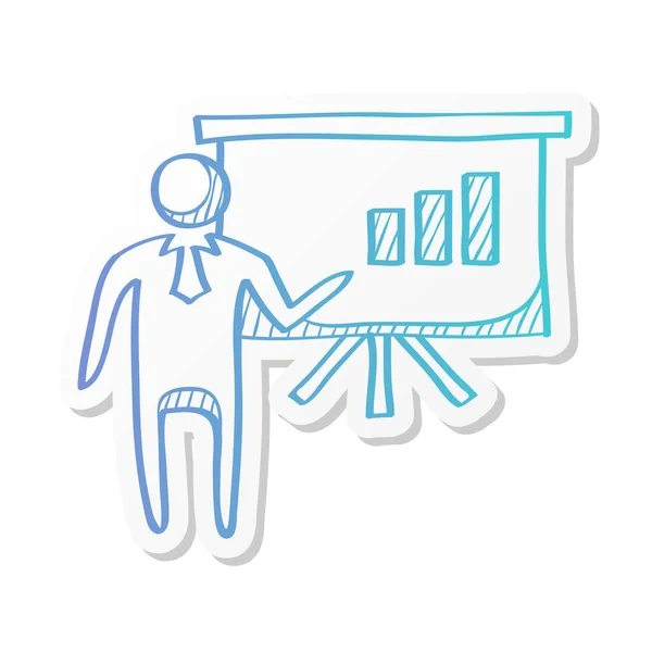 Піктограма Діаграми Бізнесмена Стилі Наклейок Бізнес Презентація Зустрічі Дані Фінансування — стоковий вектор