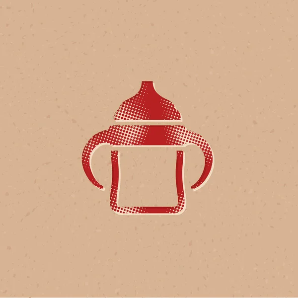 Значок Бутылки Молока Стиле Халтонов Гранжевая Фоновая Векторная Иллюстрация — стоковый вектор