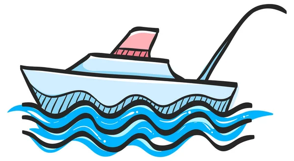 渔船图标在彩绘 体育用海湖水吸引娱乐用船运输 — 图库矢量图片