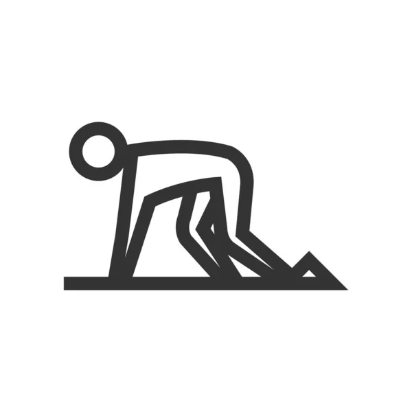 Startende Loper Pictogram Dikke Omtrek Stijl Zwart Wit Monochrome Vector — Stockvector