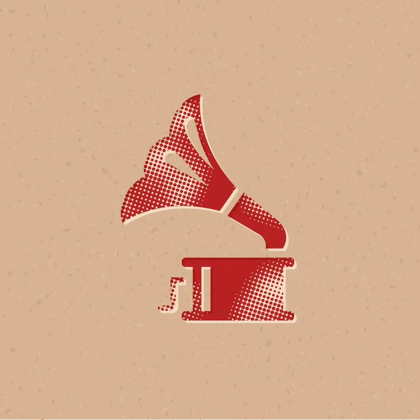 Icône Gramophone Demi Teinte Illustration Vectorielle Fond Grunge — Image vectorielle