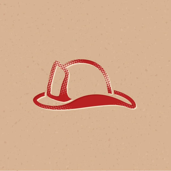 Fireman Hat Icon Halftone Style Grunge Background Vector Illustration — Stock Vector