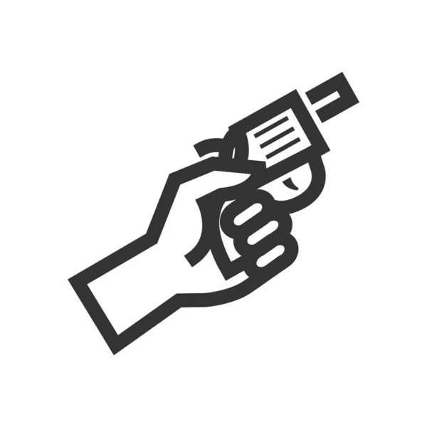 Starting Gun Icon Thick Outline Style Black White Monochrome Vector — Stock Vector