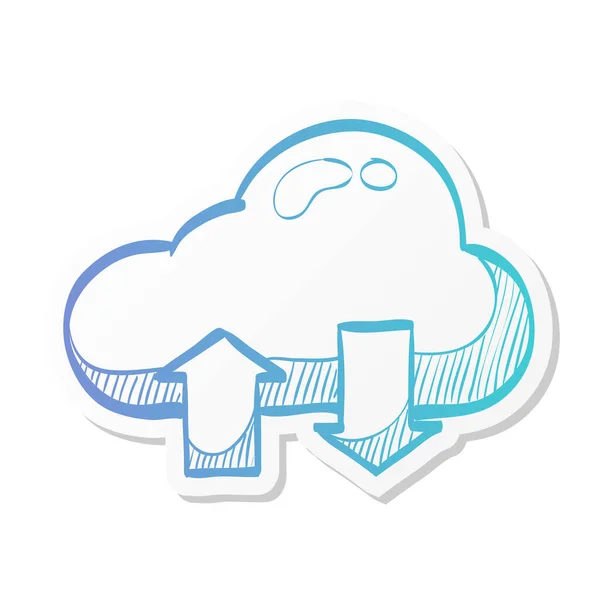 Icono Nube Con Flechas Estilo Color Pegatina Computación Almacenamiento Datos — Vector de stock