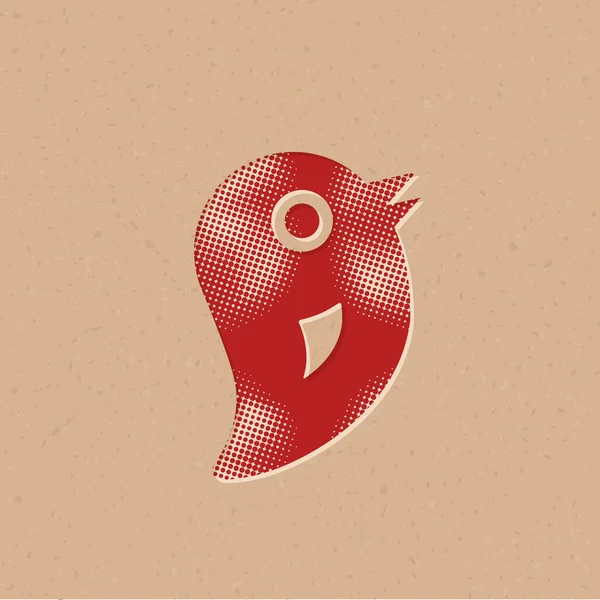 Bird Icon Halftone Style Grunge Background Vector Illustration — Stock Vector