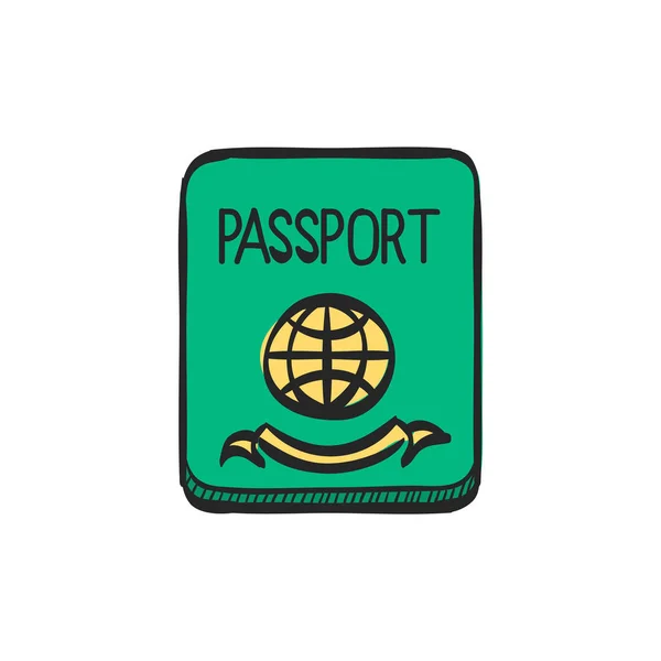 Pass Ikon Färg Ritning Nationalitetsidentitet Identifierar — Stock vektor