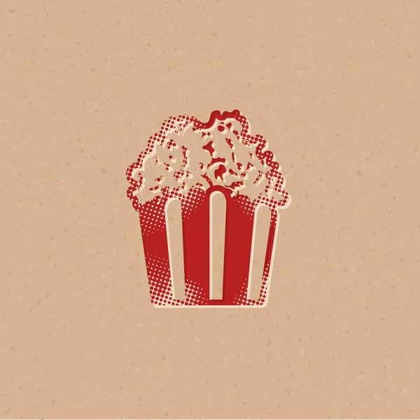 Popcorn Icoon Halve Toon Stijl Grunge Achtergrond Vector Illustratie — Stockvector
