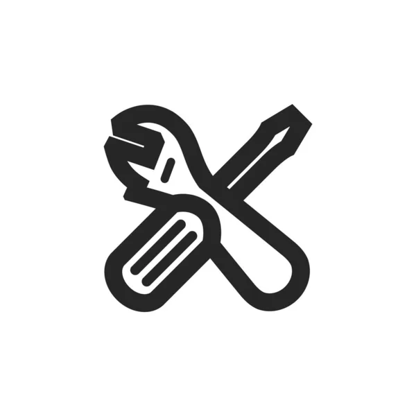 Mechanic Tools Icon Thick Outline Style Black White Monochrome Vector — Stock Vector