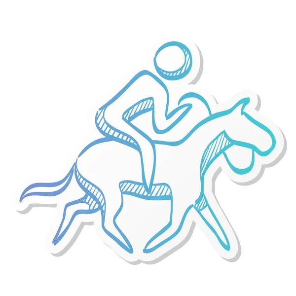 Horse Riding Icon Sticker Color Style Sport Championship Race Training — Stock Vector