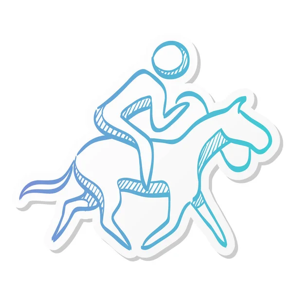 Reiten Symbol Stickerfarbe Stil Sport Meisterschaft Renntraining Freizeit Tier Reiten — Stockvektor