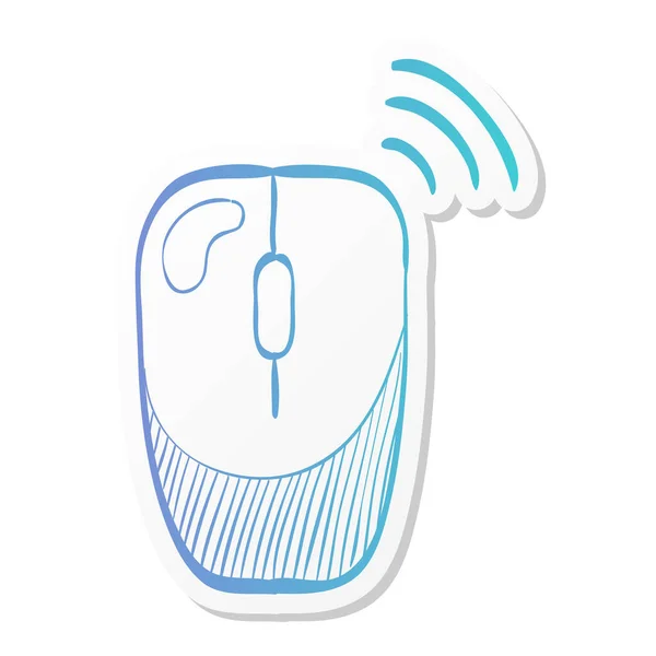 Icône Souris Ordinateur Dans Style Couleur Autocollant Connexion Bluetooth Sans — Image vectorielle