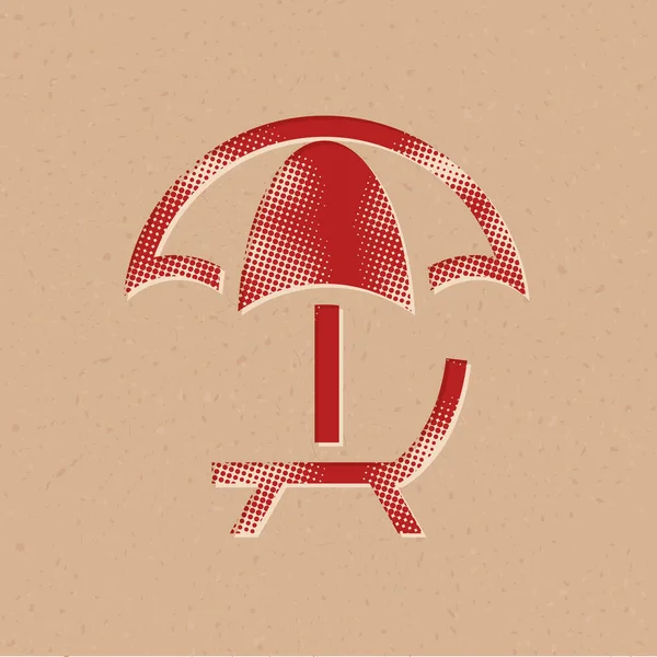 Beach Umbrella Icon Halftone Style Grunge Background Vector Illustration — Stock Vector