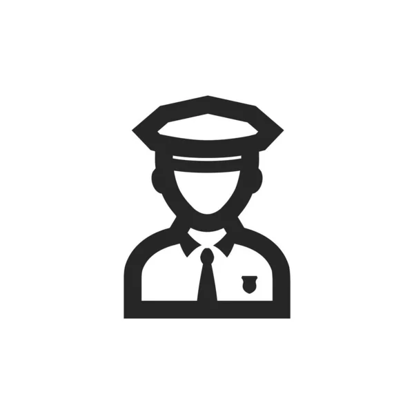 Значок Полицейского Аватара Толстом Очертании Черно Белая Монохромная Векторная Иллюстрация — стоковый вектор