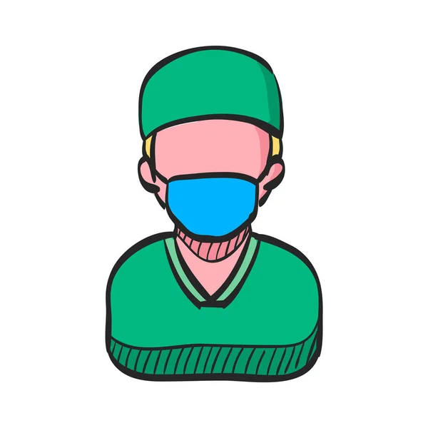 Ikona Chirurga Kolorowym Rysunku Chirurgia Medyczna Lekarz Chirurgia Plastyczna — Wektor stockowy