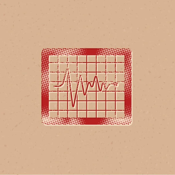 Heart Rate Monitor Icon Halftone Style Grunge Background Vector Illustration — Stock Vector
