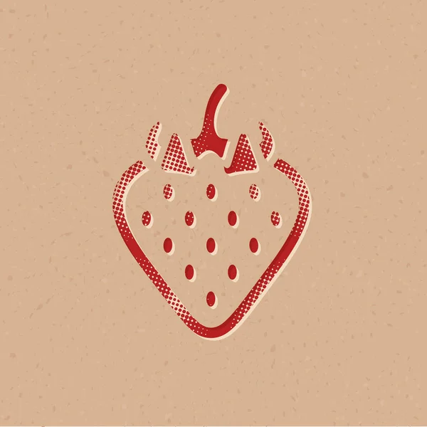 Strawberry Icon Halftone Style Grunge Background Vector Illustration — Stock Vector