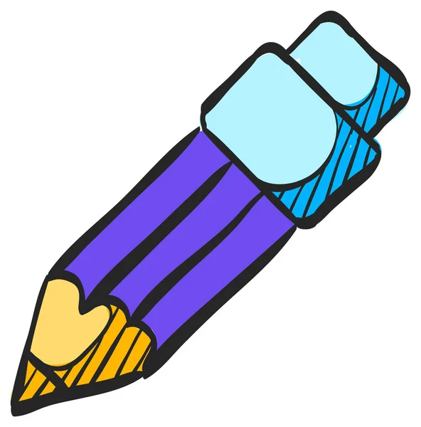 Bleistift Symbol Der Farbzeichnung Illustration Malerei Arbeitswerkzeug Kritzelskizze Plan — Stockvektor