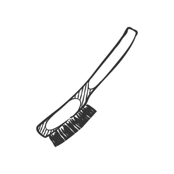 Wire Brush Icon Sketch Style Industrial Repair Tool Vector Illustration — Stock Vector
