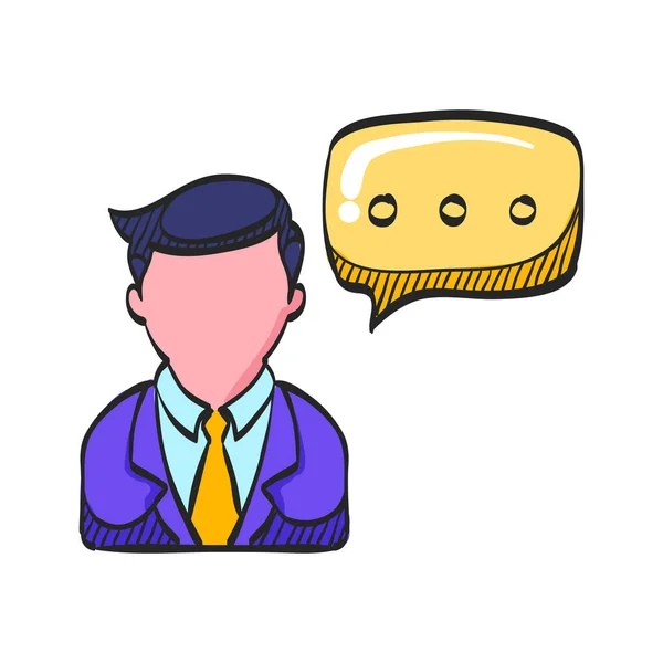 Businessman Talk Bubble Icon Color Drawing Communication Discussion Idea — Stock Vector