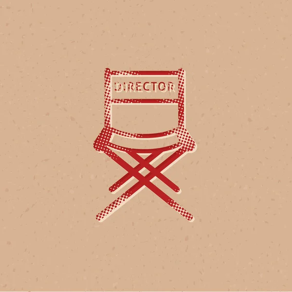 Movie Director Chair Icon Halftone Style Grunge Background Vector Illustration — Stock Vector