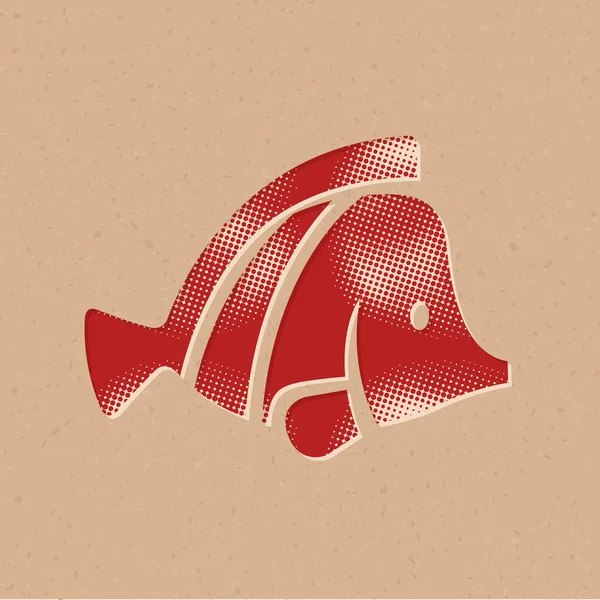 Fish Icon Halftone Style Grunge Background Vector Illustration — Stock Vector