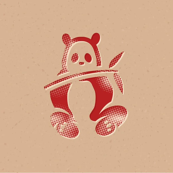 Εικονίδιο Panda Στυλ Halftone Εικονογράφηση Διανύσματος Φόντου Grunge — Διανυσματικό Αρχείο