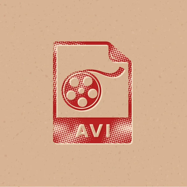 Icône Format Fichier Vidéo Demi Teinte Illustration Vectorielle Fond Grunge — Image vectorielle