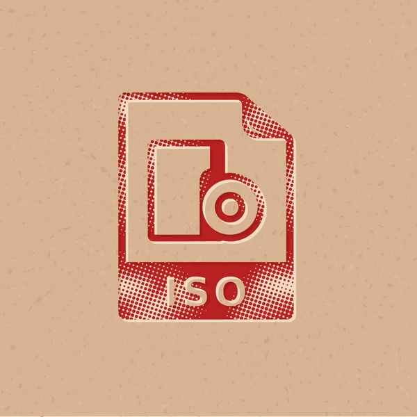 Iso File Format Icon Halftone Style Grunge Background Vector Illustration — Stock Vector