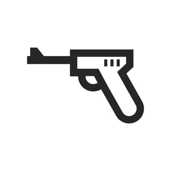 Ikona Ruční Zbraně Silném Obrysu Černobílá Monochromatická Vektorová Ilustrace — Stockový vektor