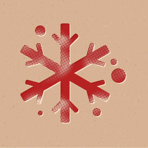 Icono Copos Nieve Estilo Semitono Grunge Fondo Vector Ilustración — Archivo Imágenes Vectoriales